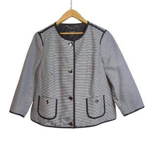 NWOT Talbots Black and White Strope Front Lined Jacket l Size 18WP / 18P